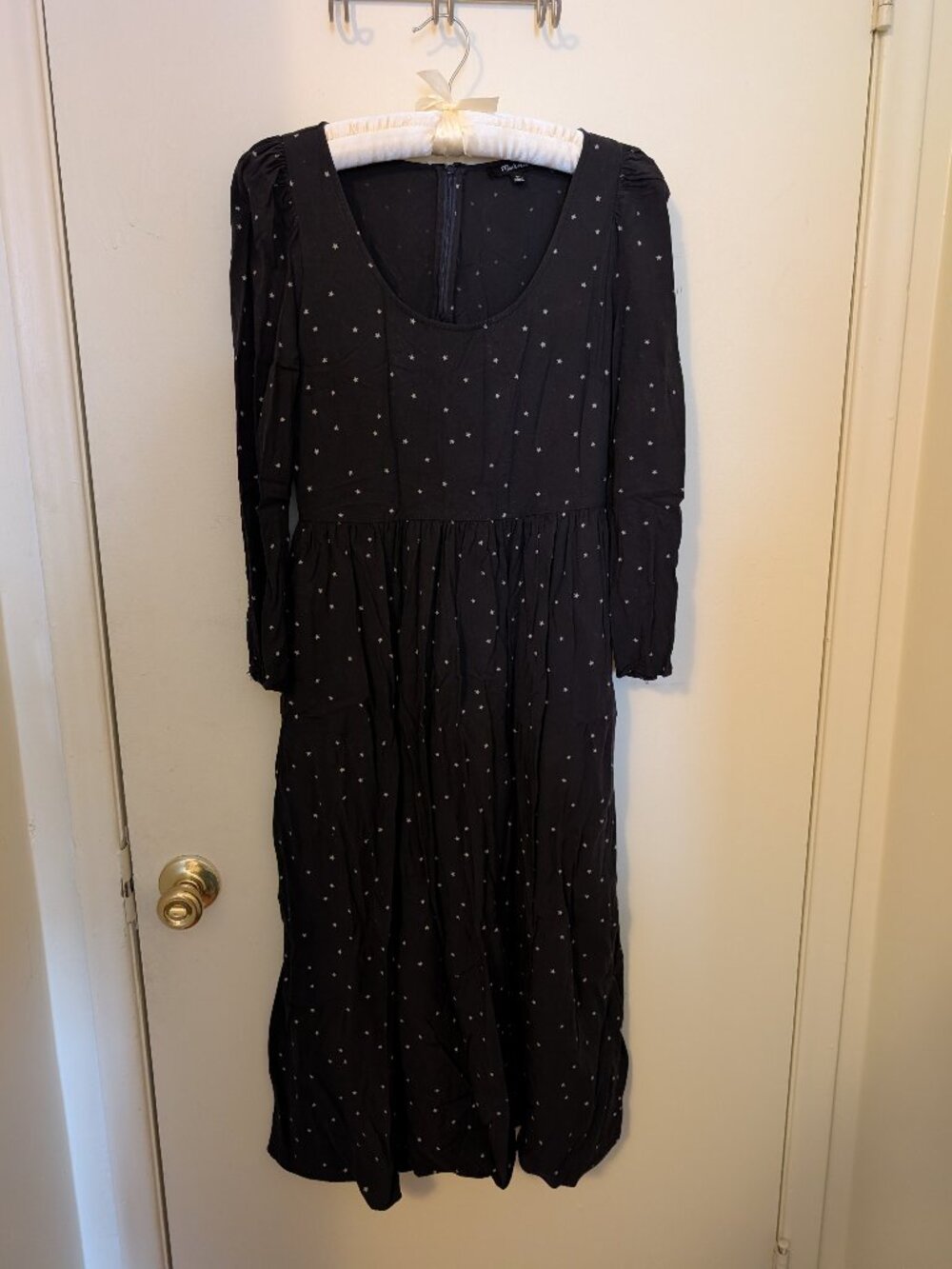 Madewell Alicia Long Sleeve Scoop Neck Midi Dress in Night Size 00